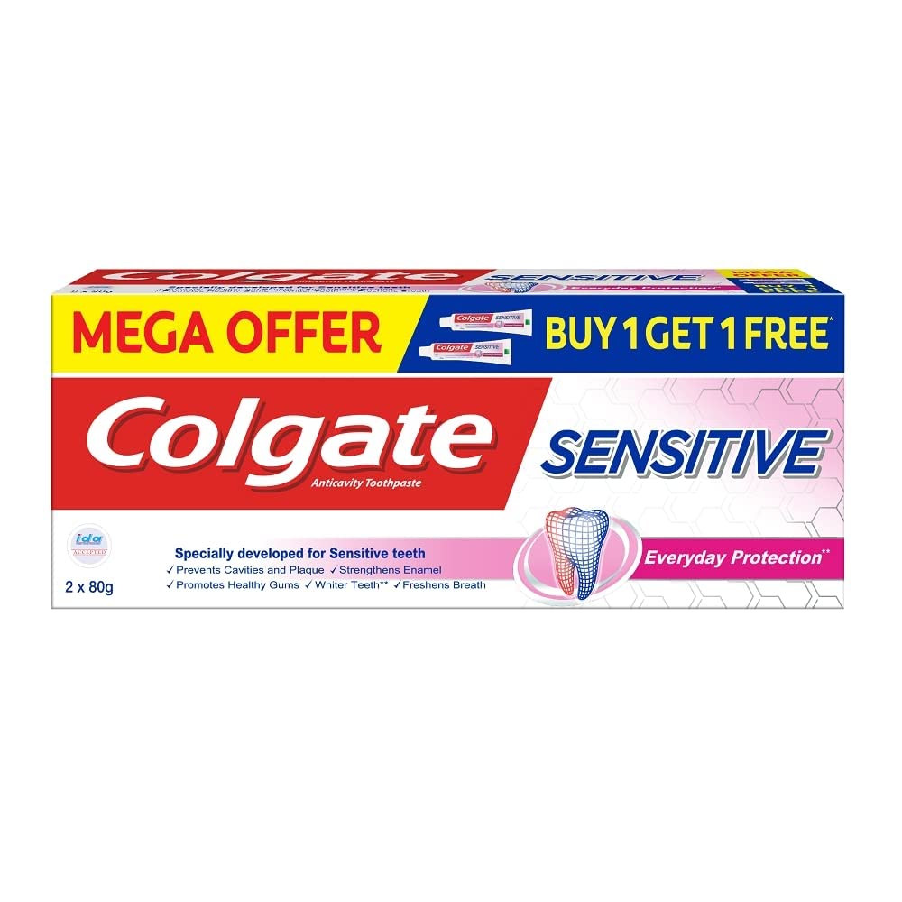 Colgate Sensitive Everyday Protection Toothpaste For Sensitive Teeth (Combo Pack) Toothpaste (80+80=160 g, Pack of 2)