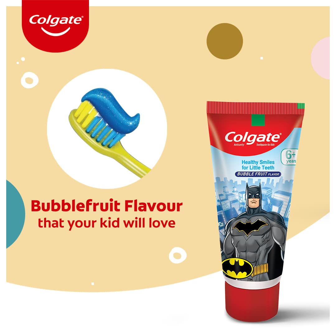 Colgate Kids Toothpaste For 6+ Years, Batman, Bubble Fruit Flavour, Gentle Protection, Enamel Protection Tooth Paste With 50% Lesser Abrasive Formula For Protecting Against Cavities, 80 Gram - extra image