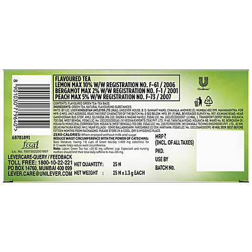 Lipton Lemon Zest Green Tea, 32.5 g (25 Bags x 1.3 g each) - extra image
