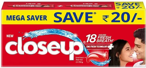 Closeup Toothpaste | Long lasting 18 Hours Of Fresh Breath & White Teeth - 2 Tubes X150gm