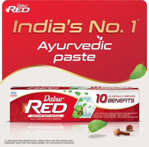 Dabur Red Toothpaste - 100gm | Ayurvedic Paste | Provides Germ Protection, Cavity Protection, Plaque Removal | Prevents Gum Bleeding, Yellow Teeth, Toothache, Bad Breath - extra image