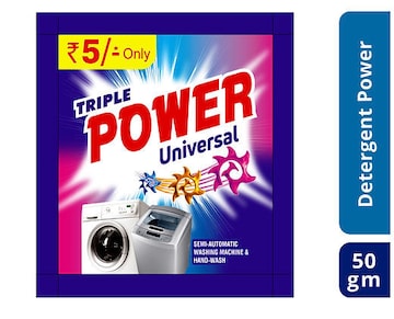 Triple Power Universal Semi-Automatic Washing Machine & Hand-Wash Detergent Powder 50g