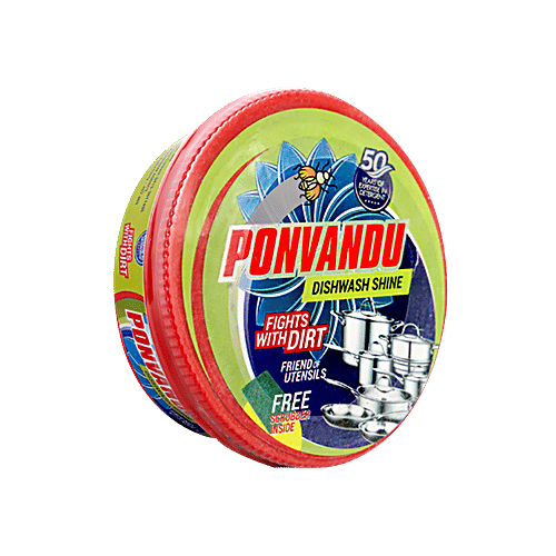 Ponvandu Dishwash Shine Round Bar With Free Scrub - 250g