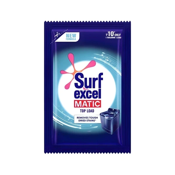 Surf Excel Matic Top Load Liquid Detergent 50ml + 20ml Refill Pouch, Specially designed to remove Tough Dried Stains, 1st time in Washing Machine