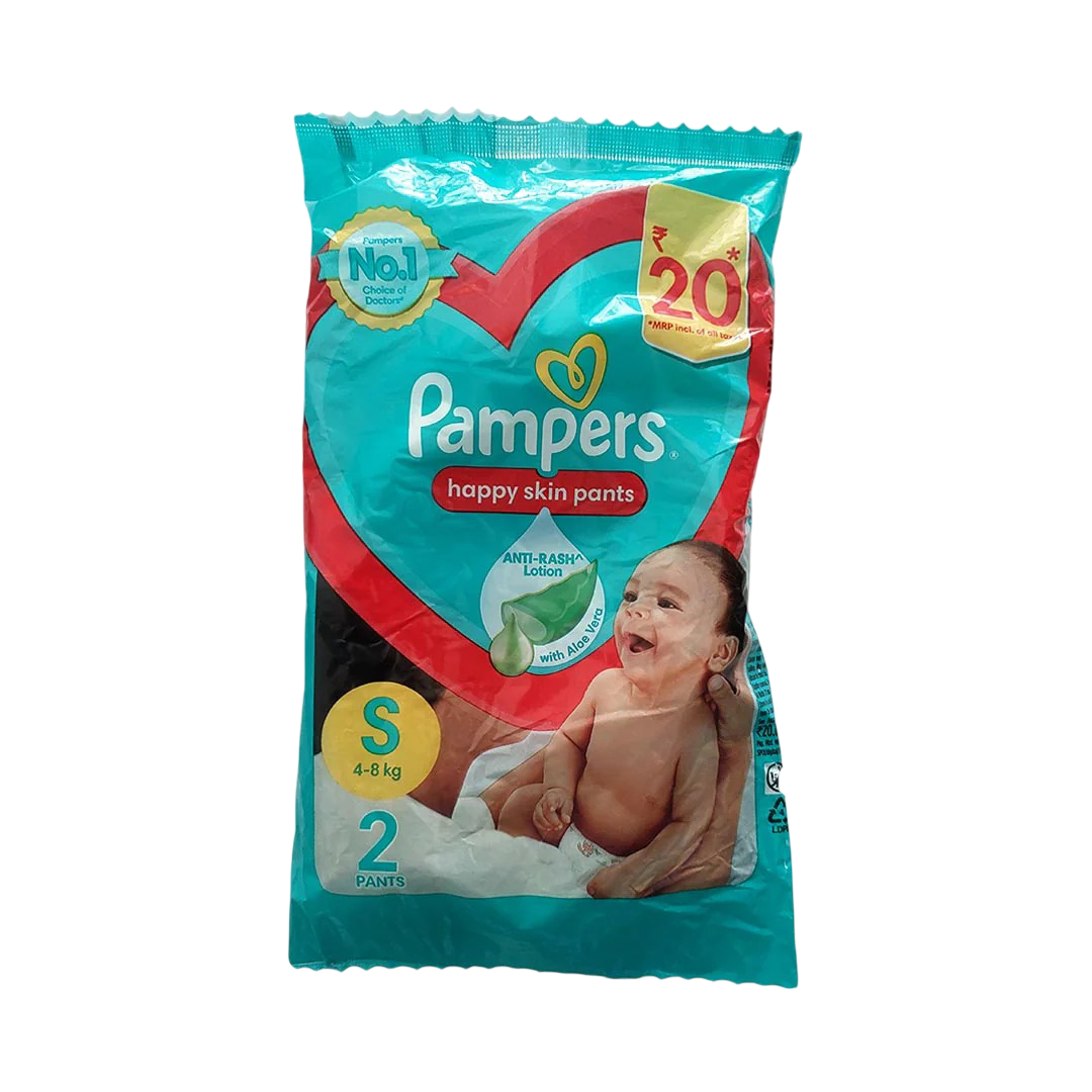 Pampers Happy Skin Pants – Small Size (S, 4-8kg) – Pack of 2