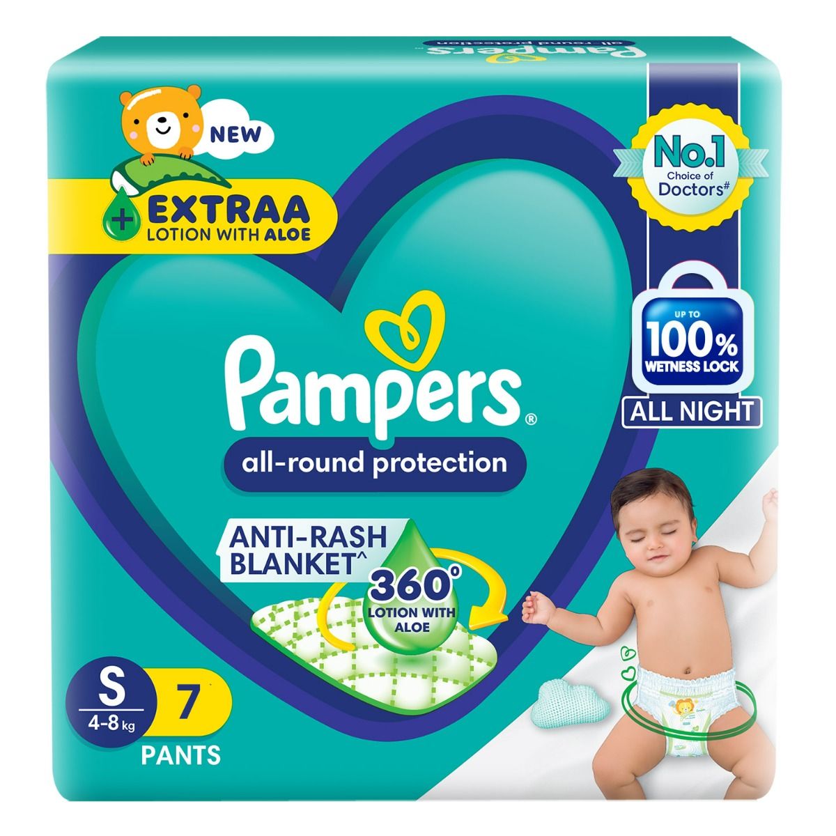 Pampers All-Round Protection Pants – Small Size (S, 4-8kg) – Pack of 7