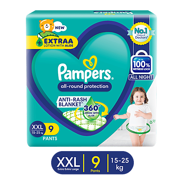 Pampers All-Round Protection Pants – Extra Large Size (XXL, 15-25kg) – Pack of 9