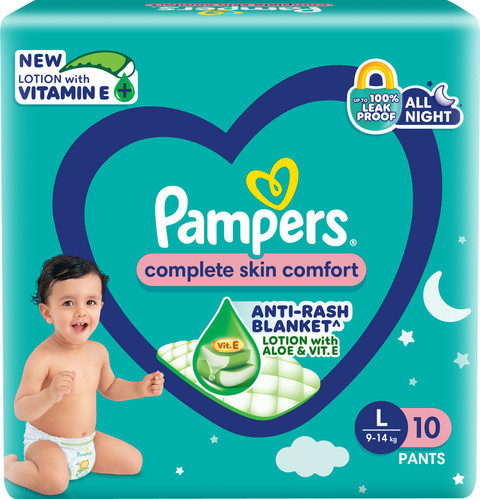 Pampers Complete Skin Comfort – Large Size (L, 9-14kg) – Pack of 10