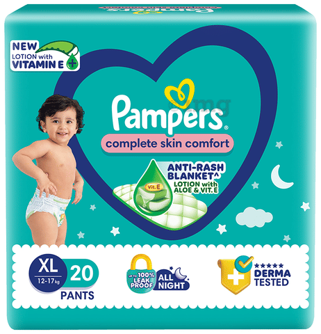 Pampers Happy Skin Pants – Extra Large Size (XL, 12-17kg) – Pack of 20