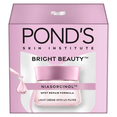 Pond's Bright Beauty Light Cream with UV Filter | Niasorcinol | Boosts glow and enhances skin radiance | Niacinamide | Fades Dark Spots, Brightens Skin, 15gm