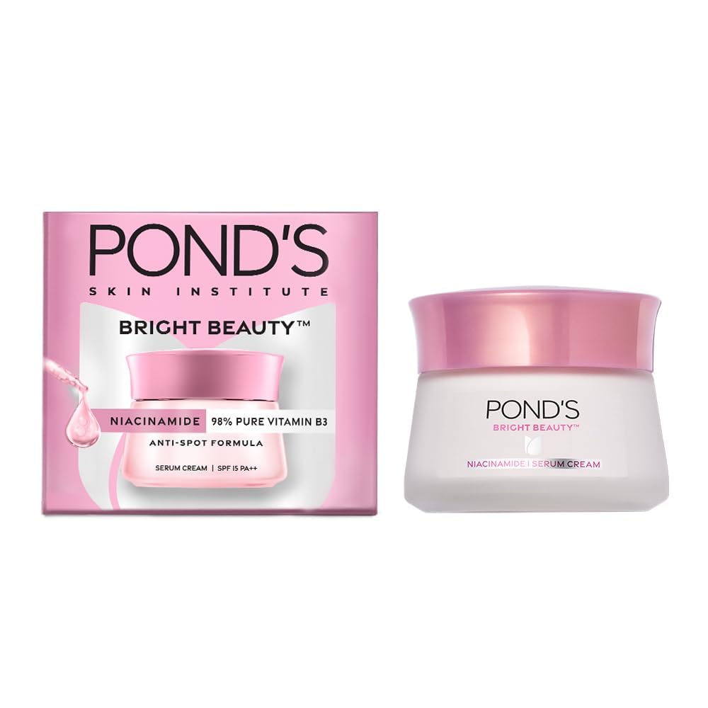 POND'S Bright Beauty Day Cream 23 g, Non-Oily, Mattifying Daily Face Moisturizer, SPF 15 - With Niacinamide to Lighten Dark Spots for Glowing Skin