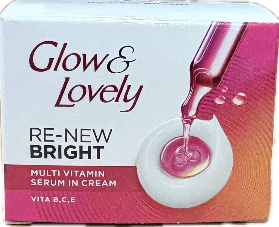 Glow & Lovely Renew Bright Multivitamin Serum In Cream | Vitamins B,C And E | Renews Skin Cells |Bright And Healthy Skin | Clinically Proven Formula Is Dermatologically Tested | 30g "