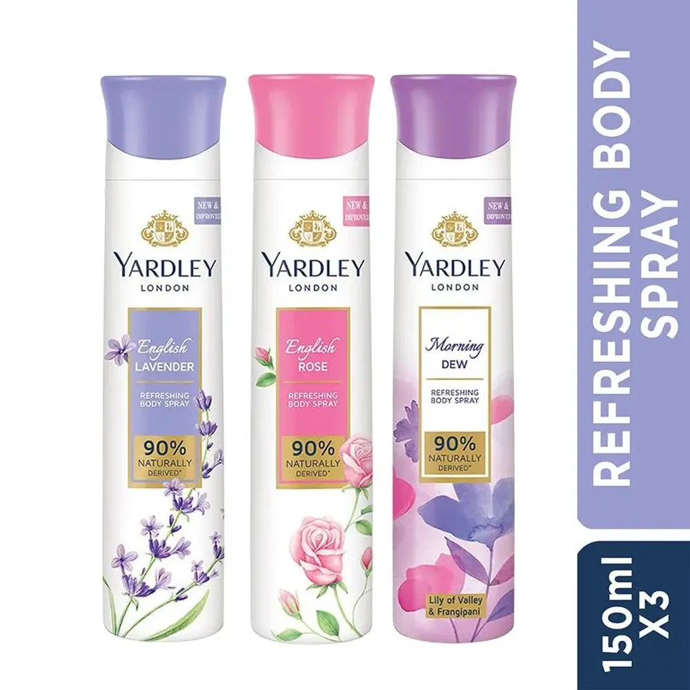 Yardley London Deodorant Body Spray Tripack For Women (Buy 2 Get 1)
(150ml Each)
