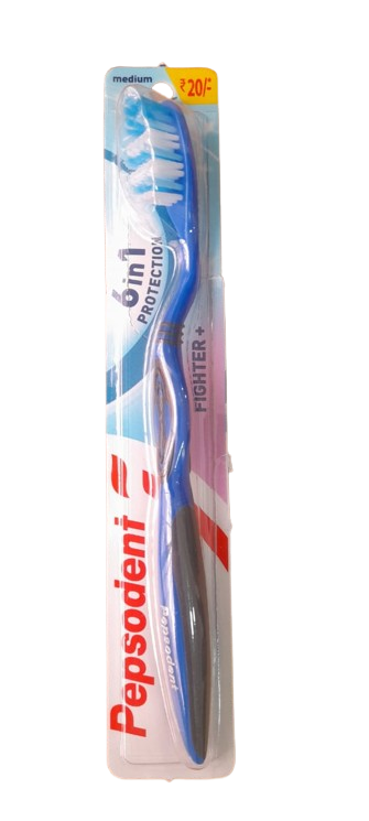 Pepsodent 6 in 1 Protection Tooth Brush (Blue,Black) 1Pc