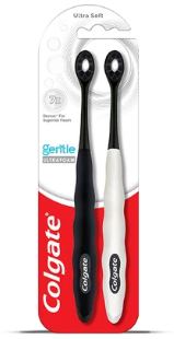 Colgate Gentle UltraFoam Tooth Brush Pack of 2 (Black,White)