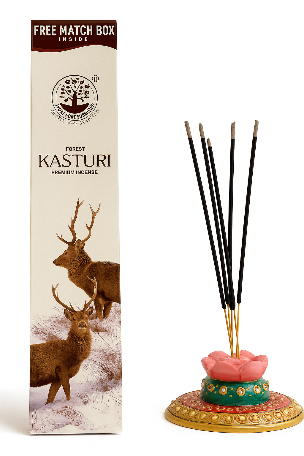 Forest Fragrance Kasturi Permium Agarbatti 90g + 1N Matchbox
