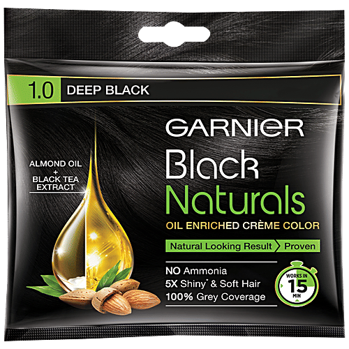 Garnier Black Naturals Almond Oil + Black Tea Extract Hair Color Powder 20ml