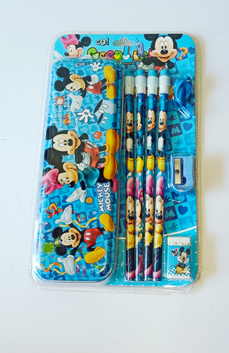Mickey Mouse Pencil Set, Box | 4 Pencil | Easer | Sharpner