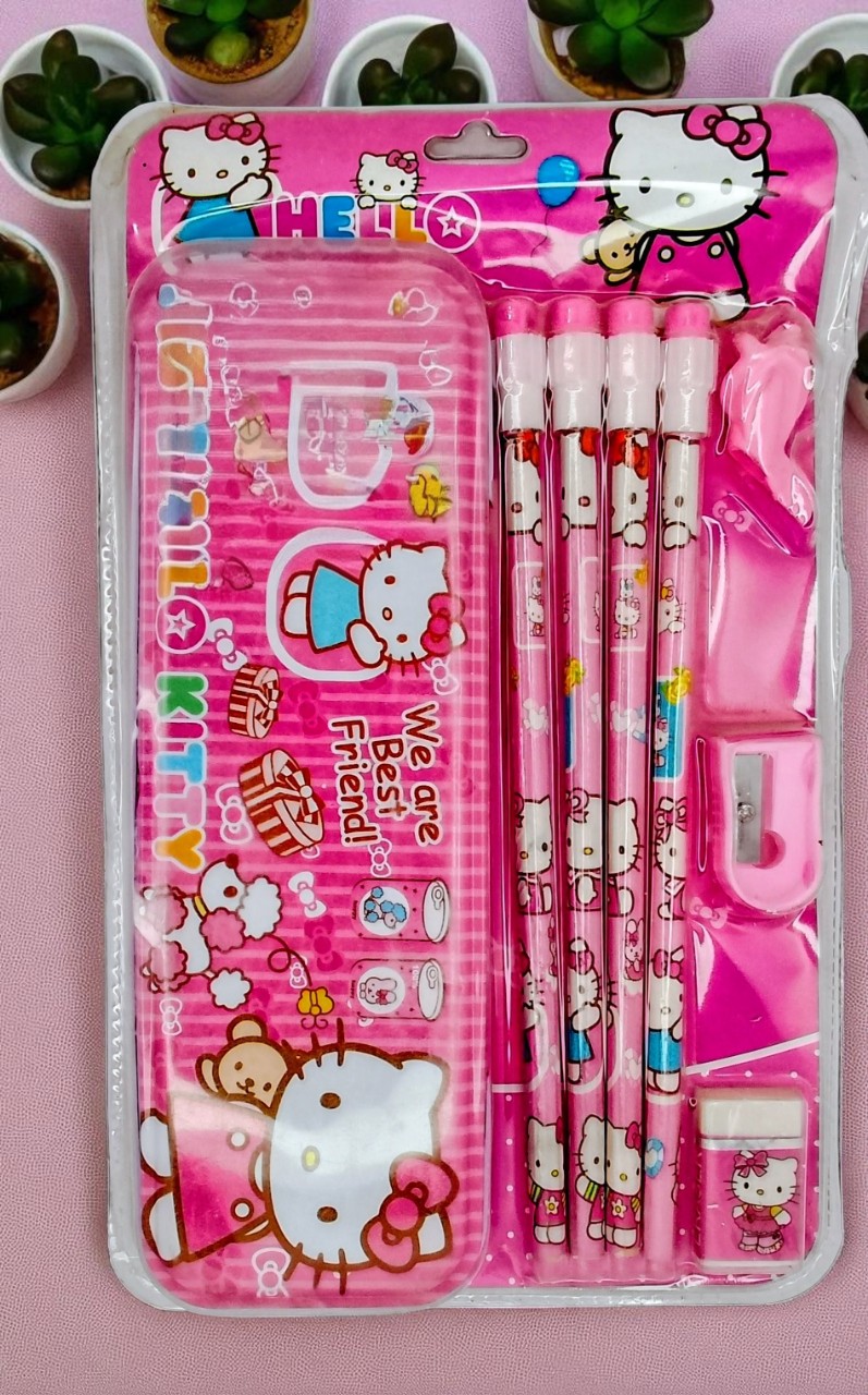 Hello Pencil Set, Box | 4 Pencil | Easer | Sharpner | Pencil Grip