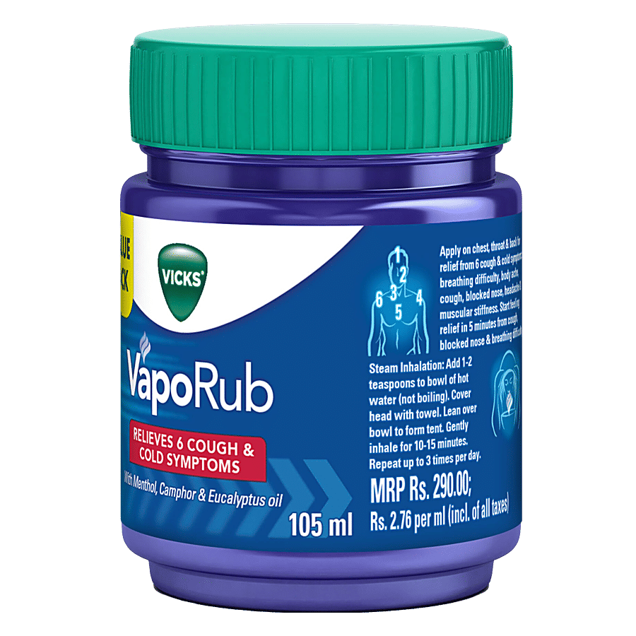 Vicks VapoRub Classic Relieves 6 Cough Cold Symptoms 105ml