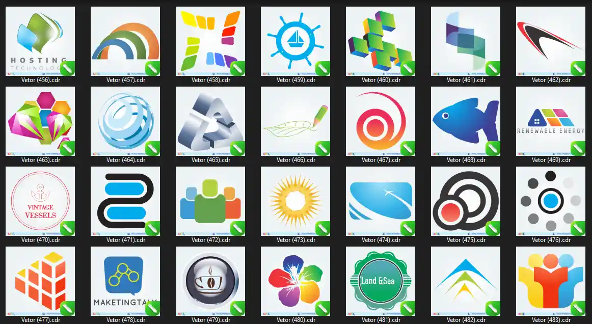 Pack de logos editables en CorelDRAW para empresas, negocios y marcas personales de todos los rubros. Incluye archivos .CDR, PDF y JPG listos para personalizar