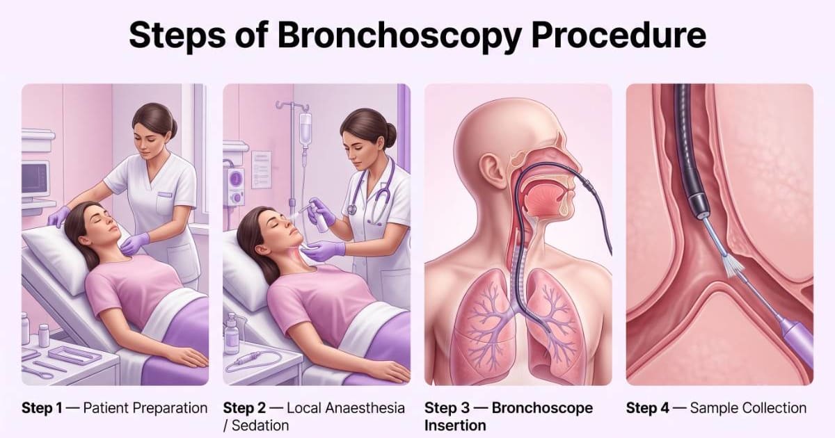 Steps of bronchoscopy procedure