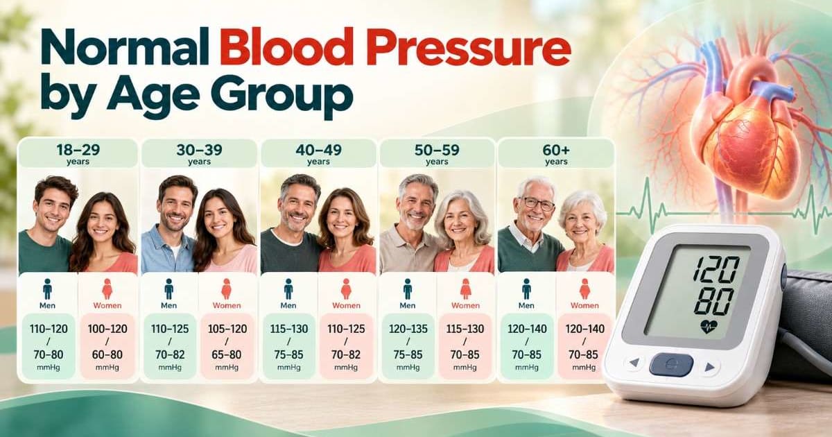 Normal blood pressure by age group