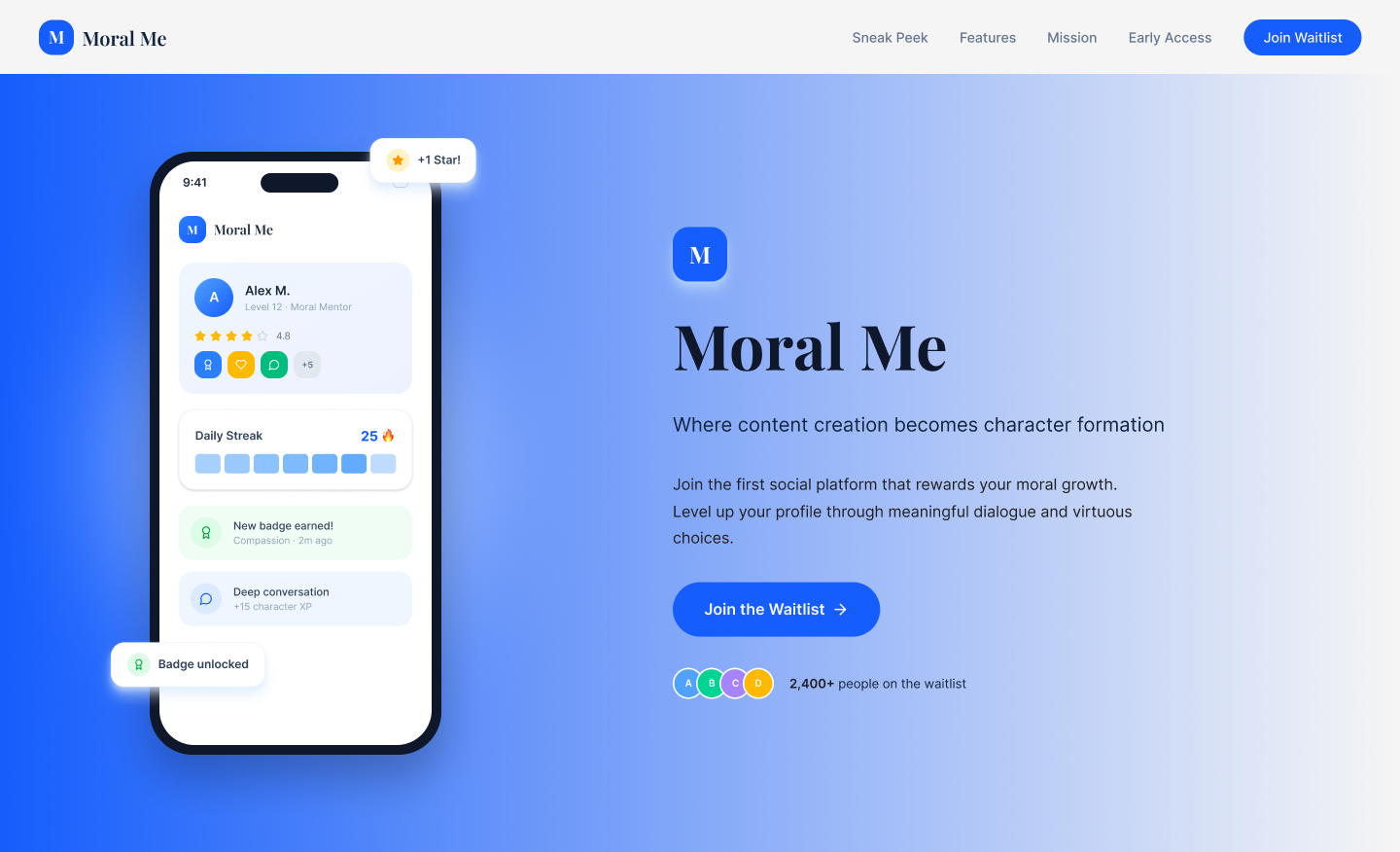 Moral Me after redesign