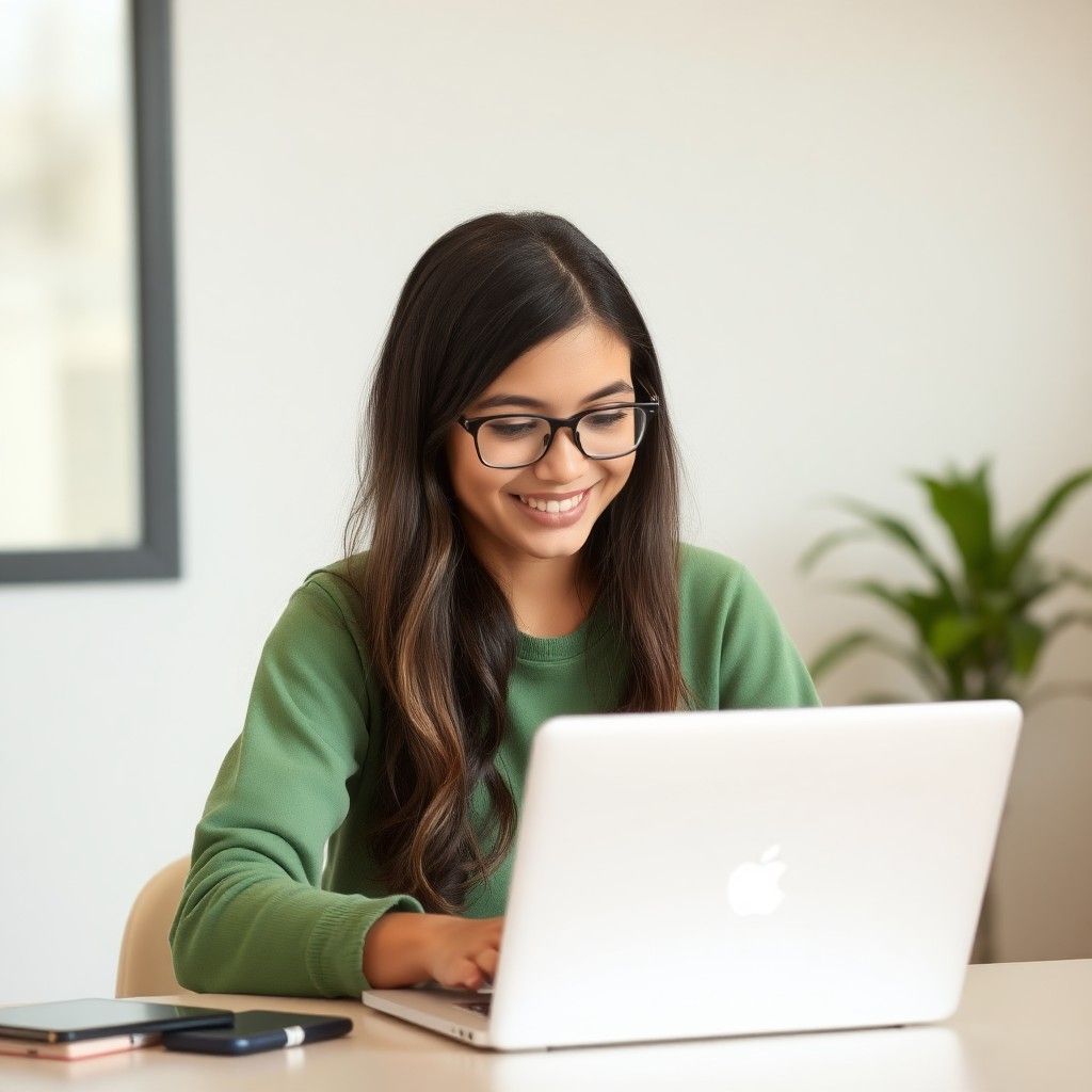 Student using laptop