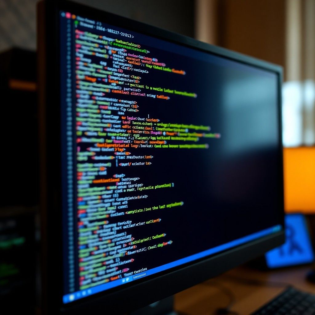 Code snippets on a monitor