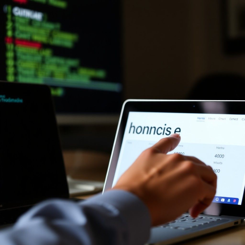 Person choosing domain name on laptop