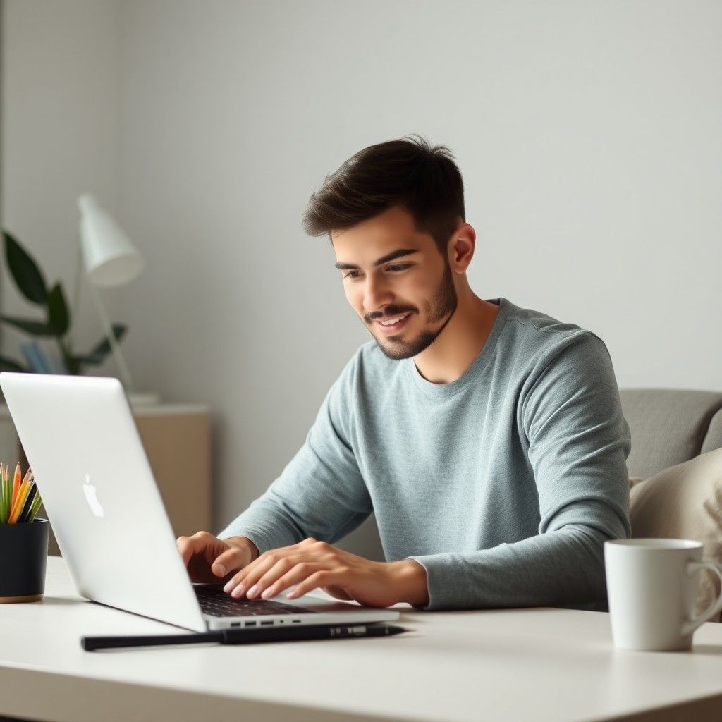 Student using laptop