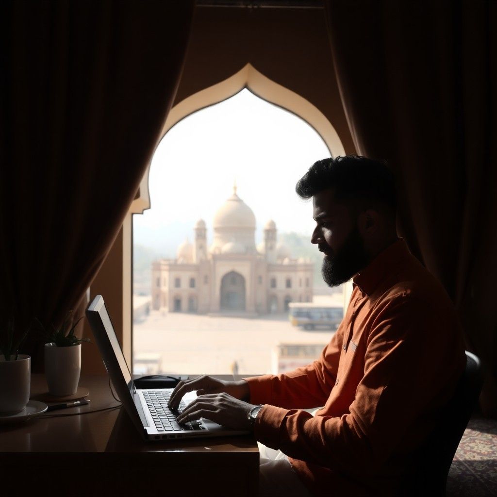 Freelancer working remotely