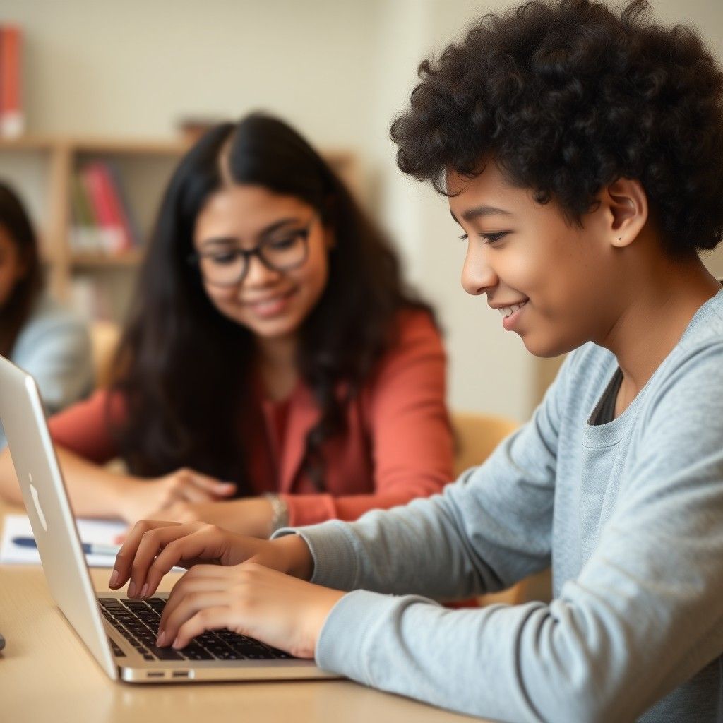 Student using laptop