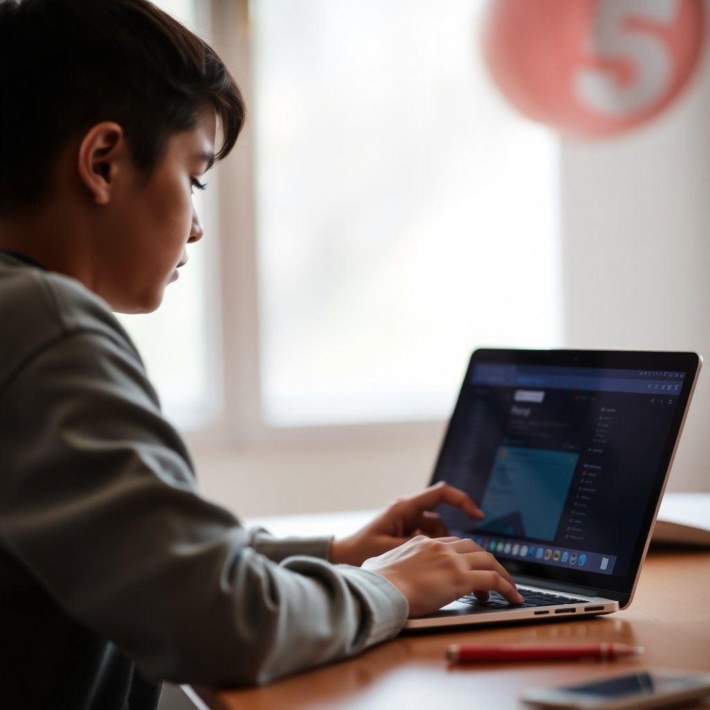 Student using laptop