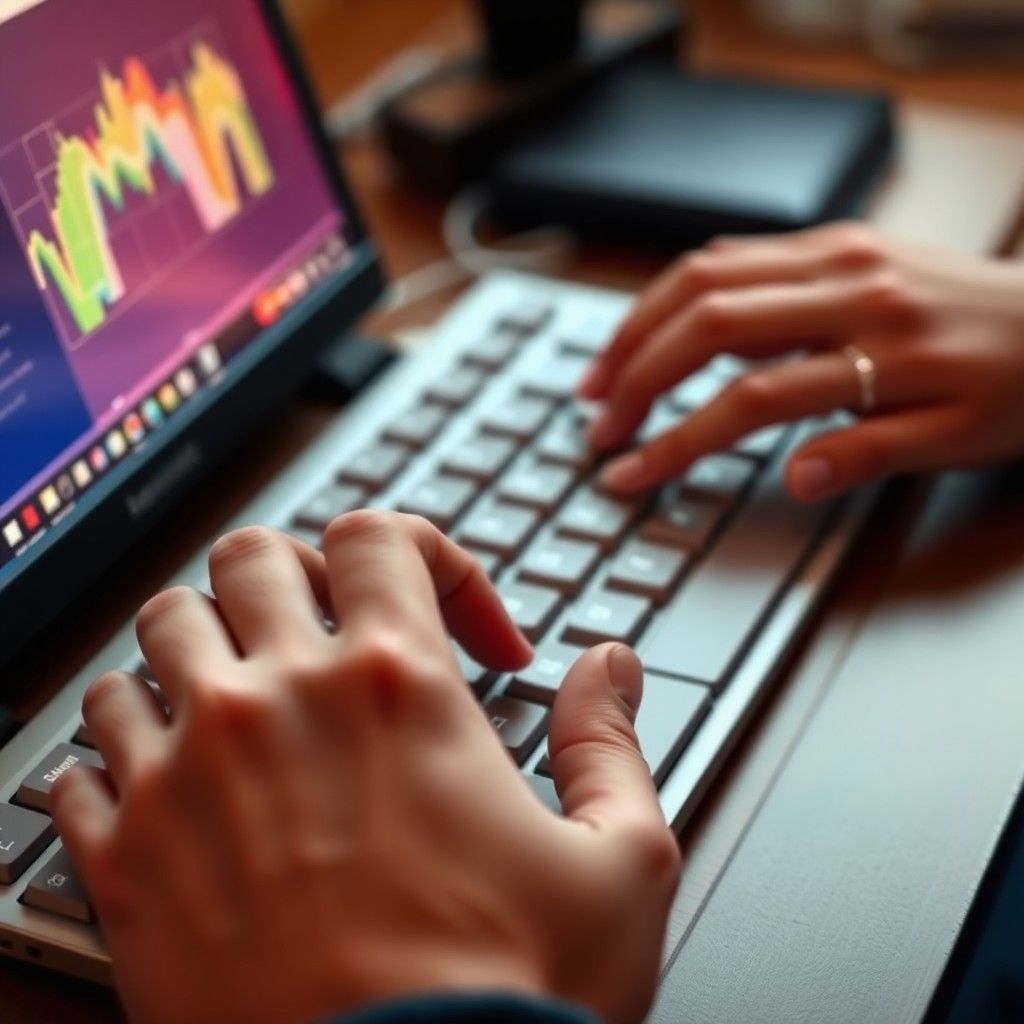 Hands typing on keyboard