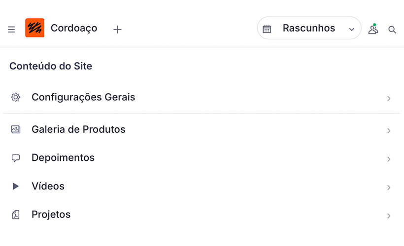 Tela inicial do painel