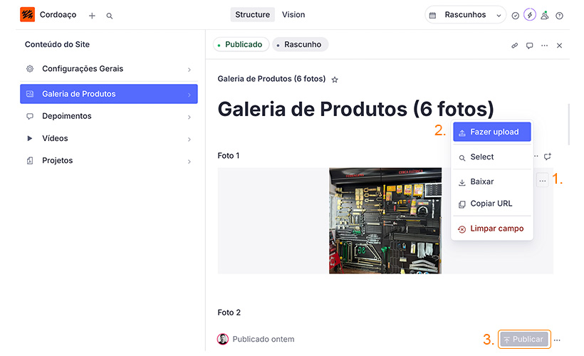 Trocando foto da galeria