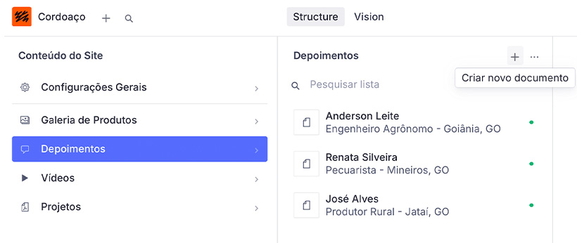 Editando depoimentos