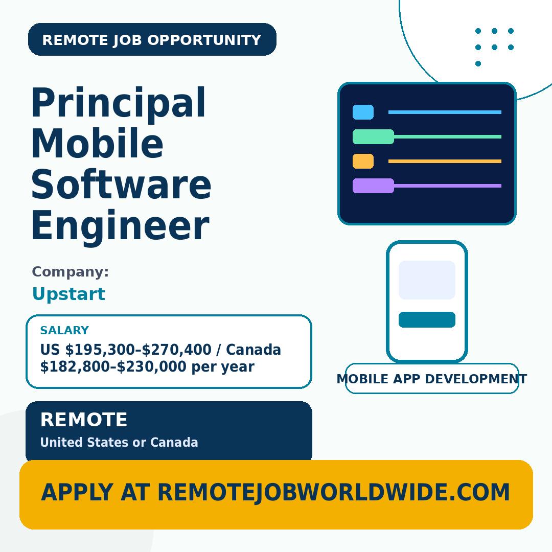 Upstart is Hiring a Remote Principal Mobile Software Engineer — US $195300–$270400 / Canada $182800–$230000 per year