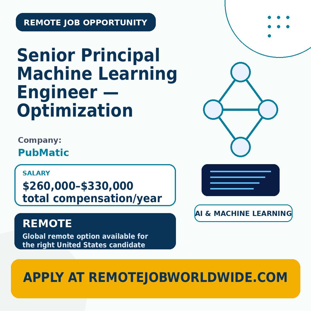 PubMatic is Hiring a Remote Senior Principal Machine Learning Engineer — Optimization — $260000–$330000 total compensation/year