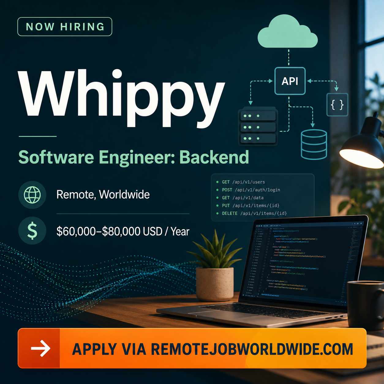 Whippy Is Hiring a Remote Software Engineer: Backend — $60,000–$80,000 USD per year