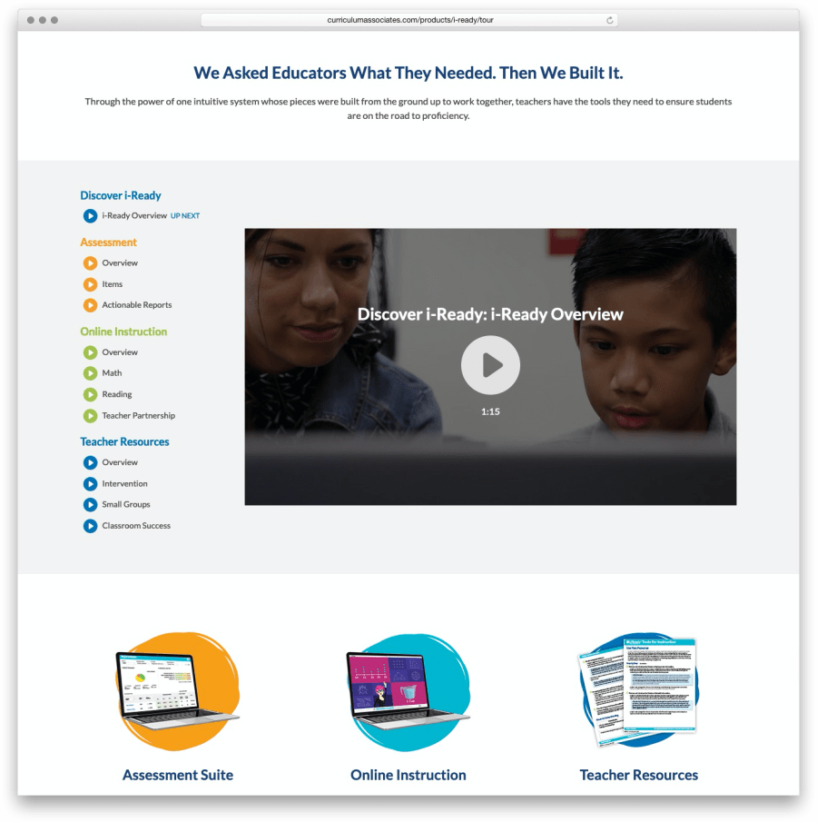 Screenshot of Curriculum Associates iReady Video Player