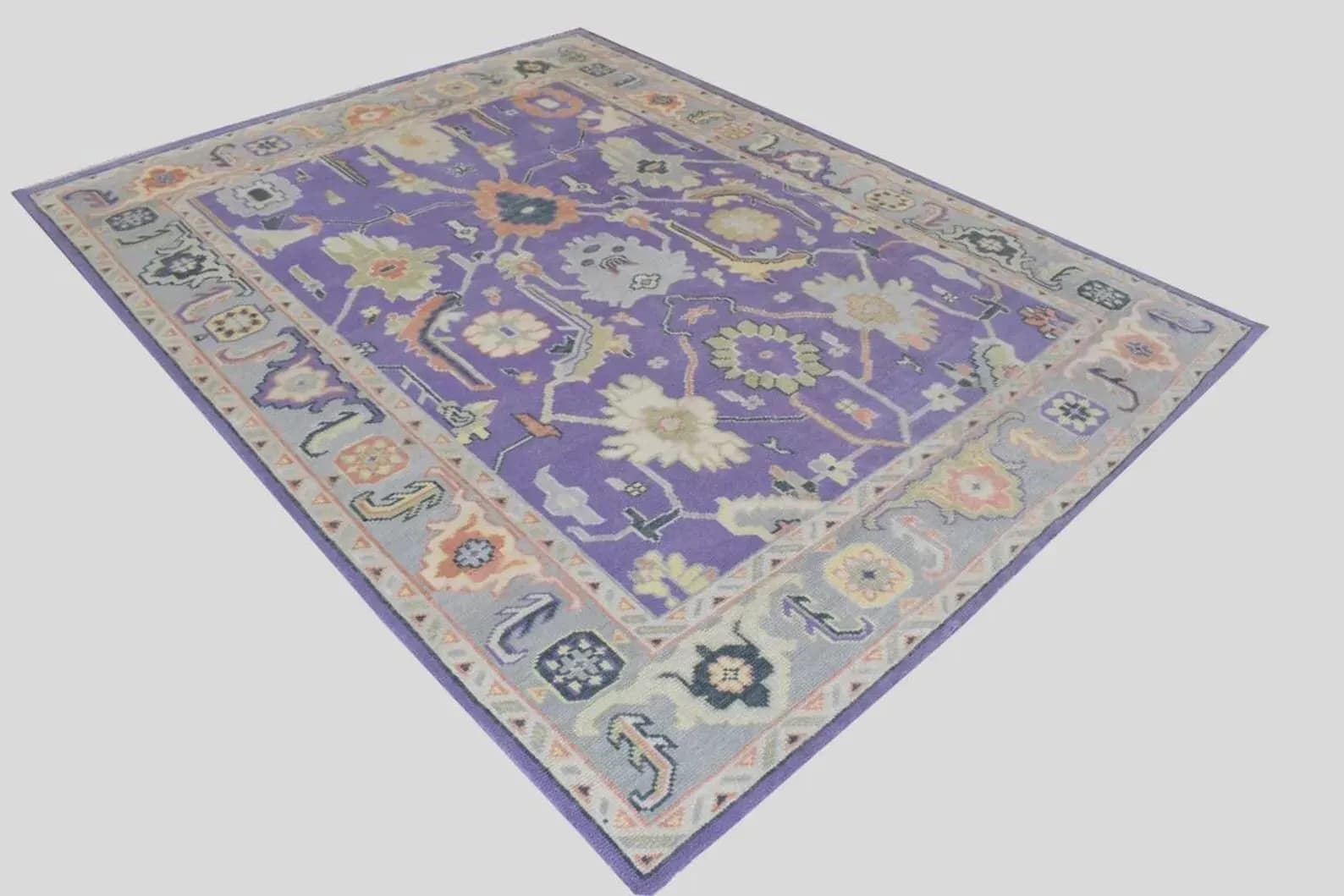 Handknotted Traditional Oriental Purple Area Rug with Intricate Floral Motifs   thumbnail 3