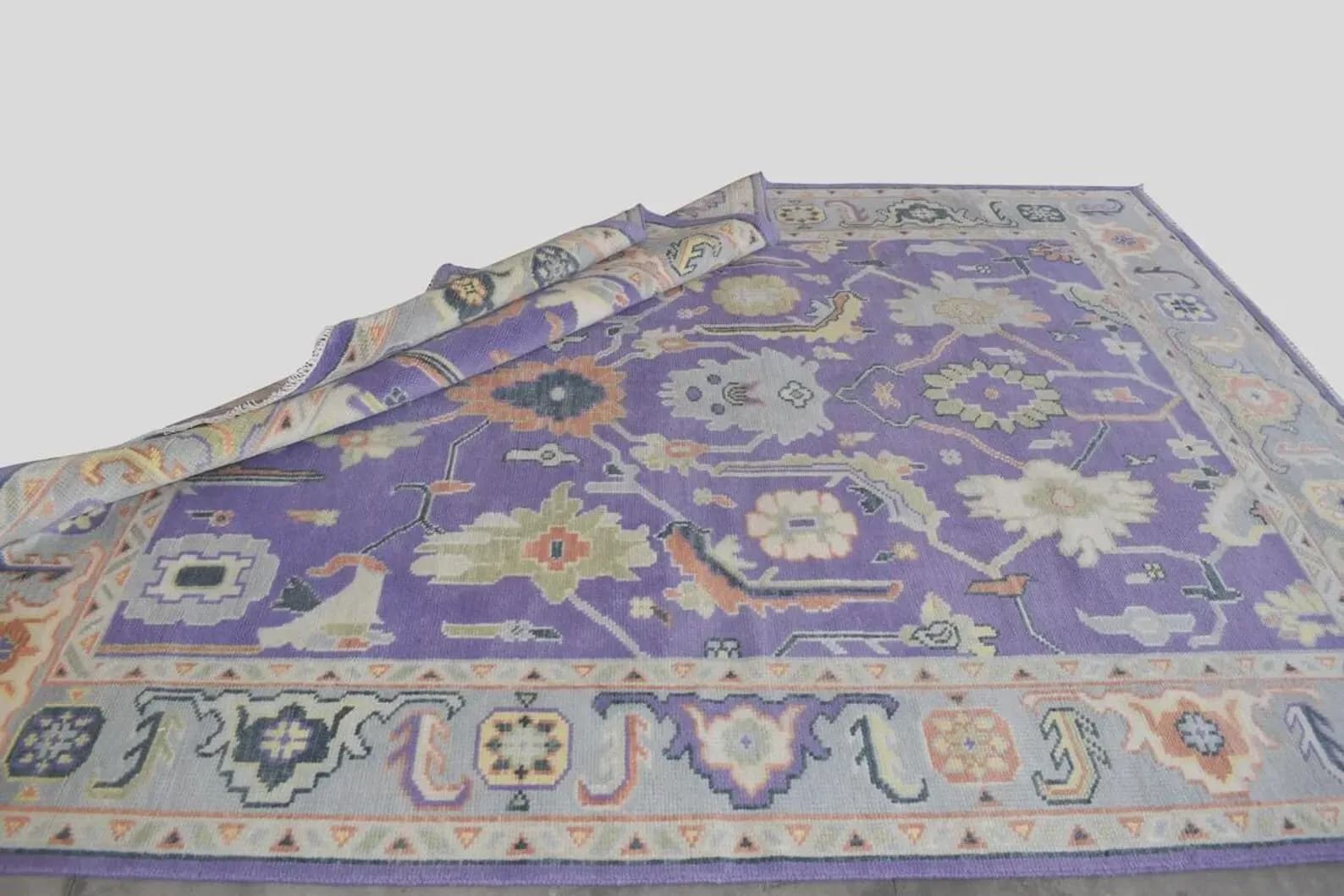 Handknotted Traditional Oriental Purple Area Rug with Intricate Floral Motifs   thumbnail 4