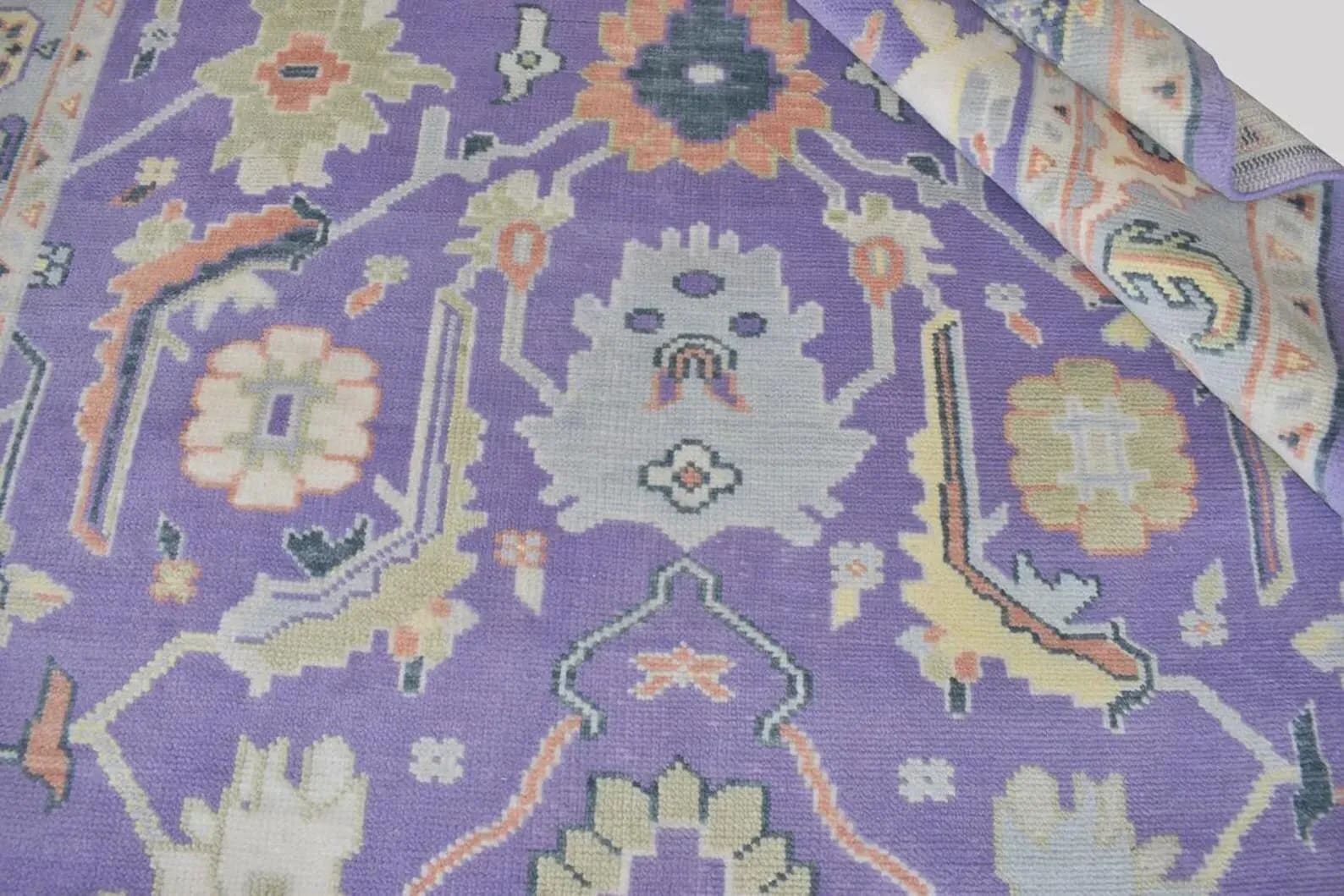 Handknotted Traditional Oriental Purple Area Rug with Intricate Floral Motifs   thumbnail 5