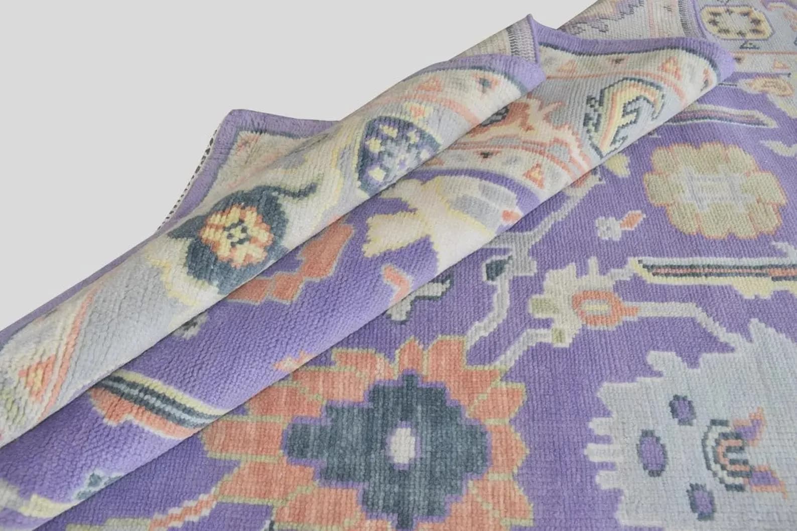 Handknotted Traditional Oriental Purple Area Rug with Intricate Floral Motifs   thumbnail 6