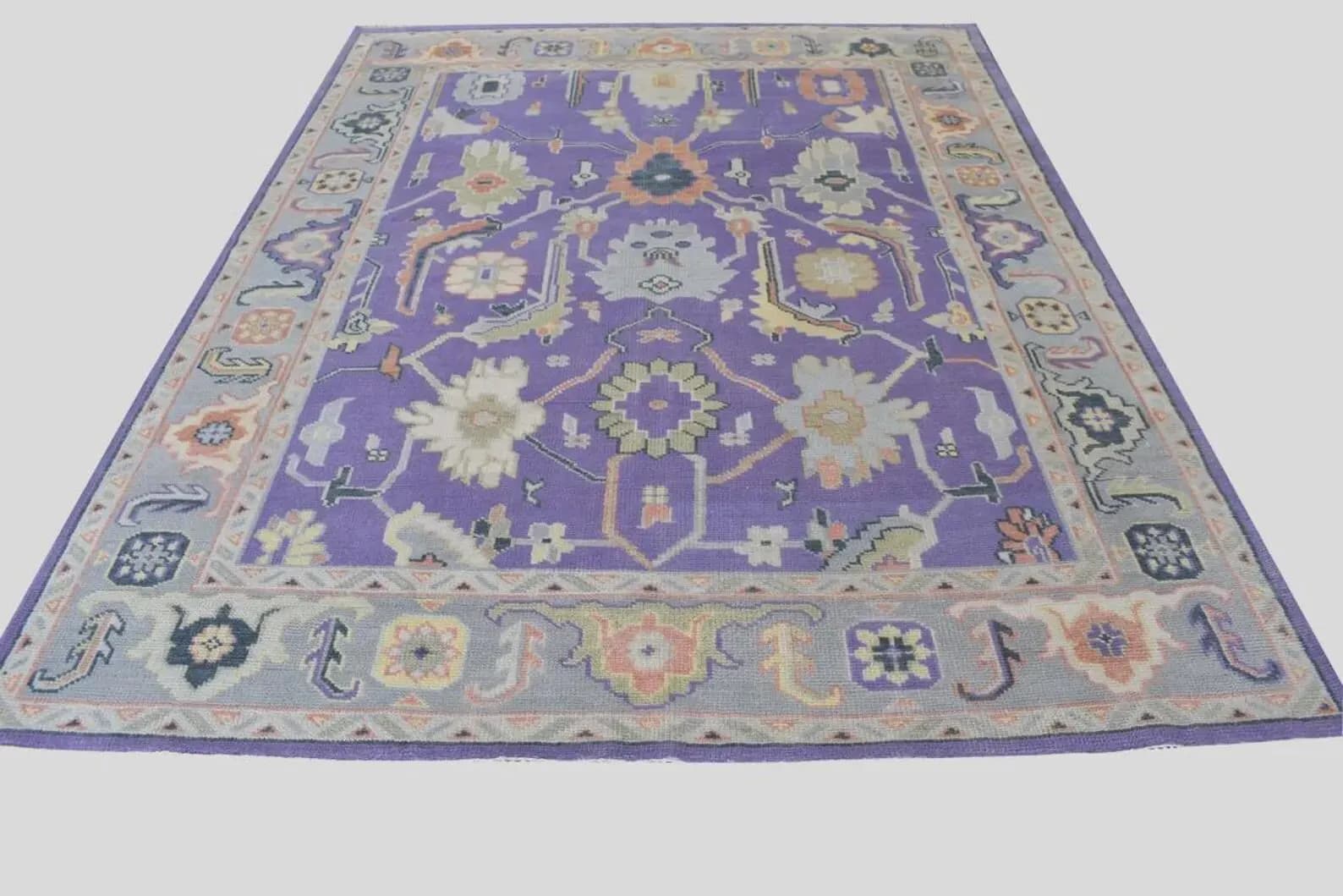 Handknotted Traditional Oriental Purple Area Rug with Intricate Floral Motifs   thumbnail 7