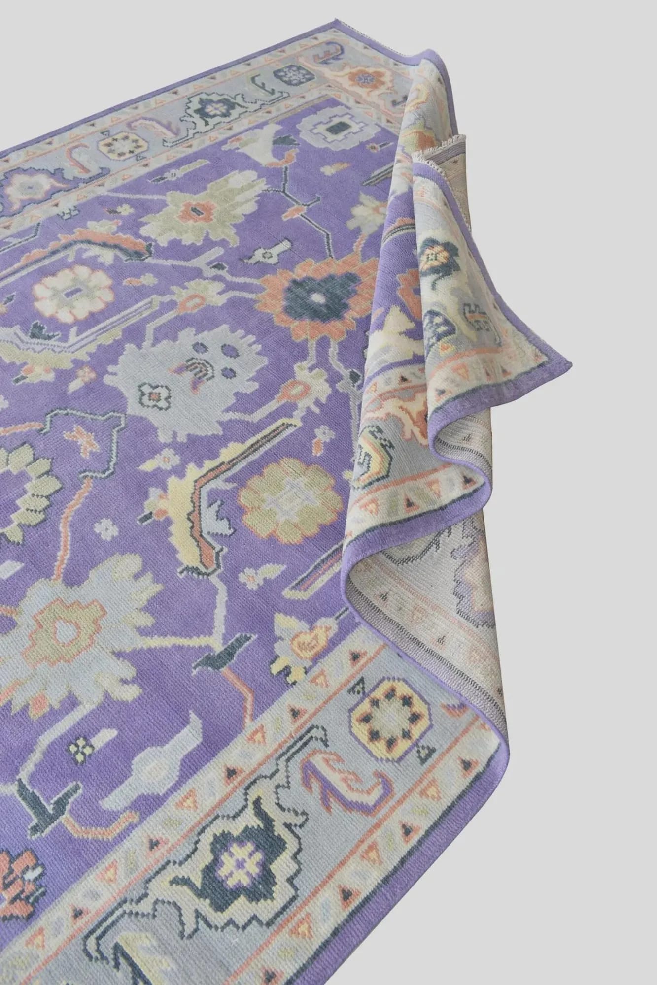 Handknotted Traditional Oriental Purple Area Rug with Intricate Floral Motifs   thumbnail 2