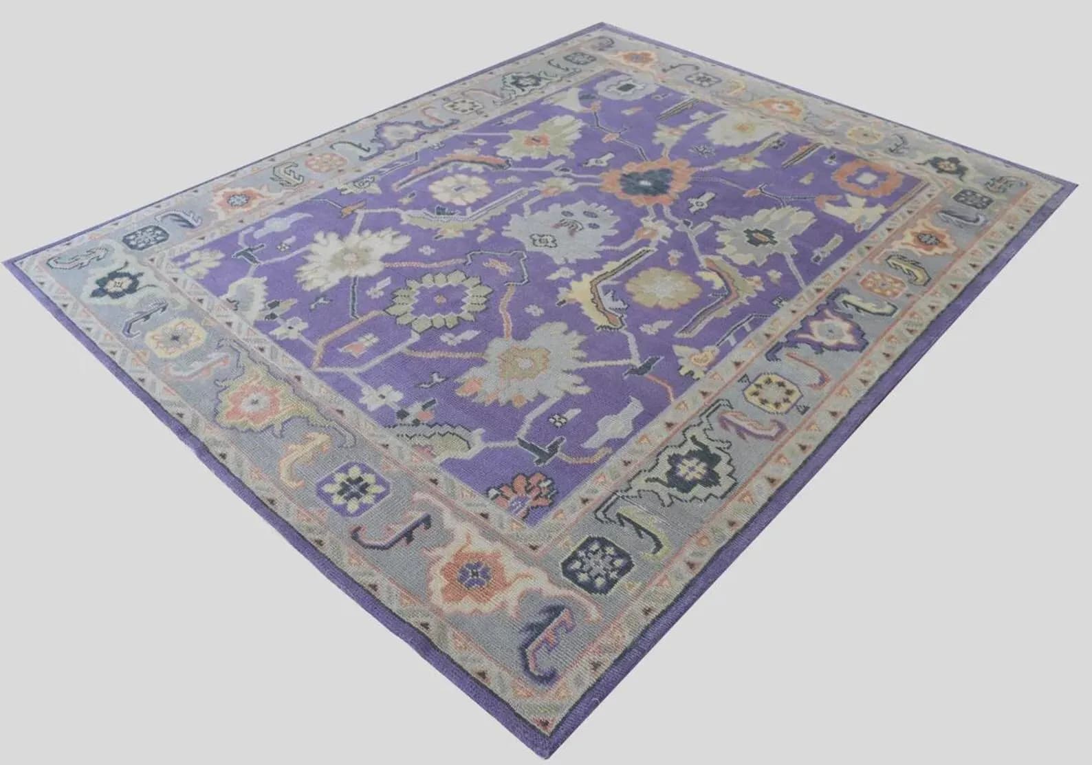 Handknotted Traditional Oriental Purple Area Rug with Intricate Floral Motifs